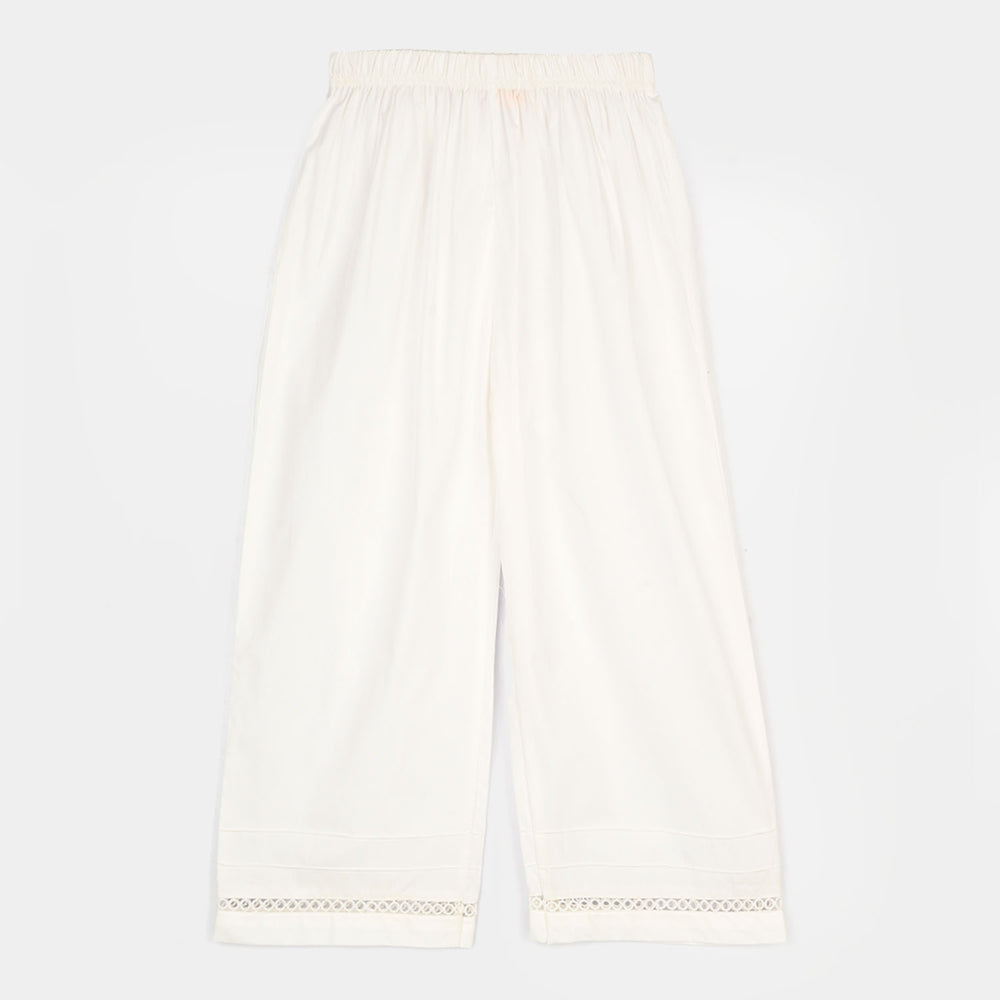 Girls Cotton Culotte Pintex - White
