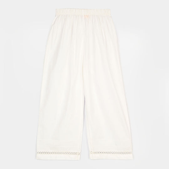 Girls Cotton Culotte Pintex - White