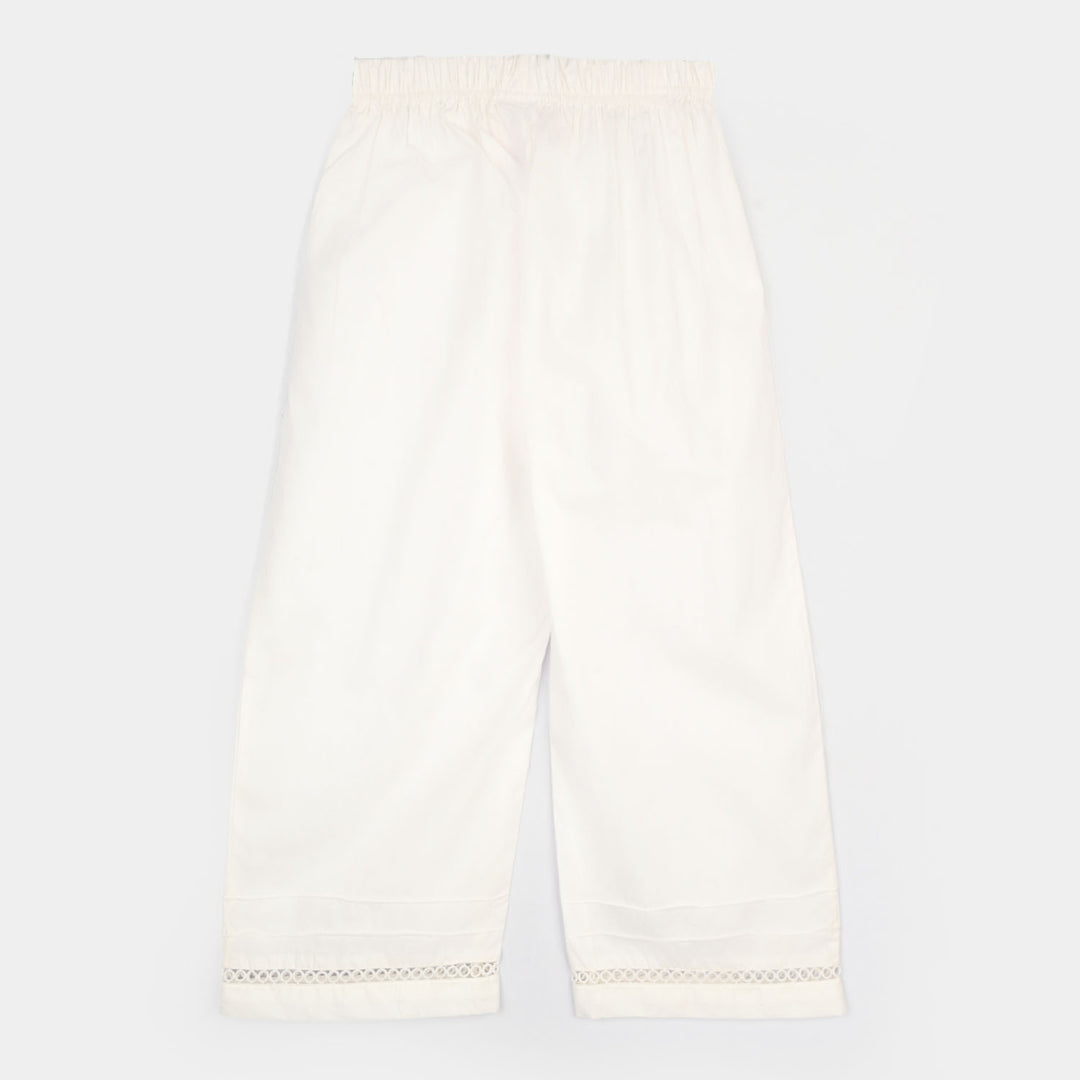 Girls Cotton Culotte Pintex - White