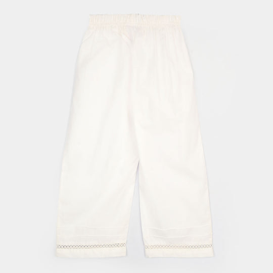 Girls Cotton Culotte Pintex - White