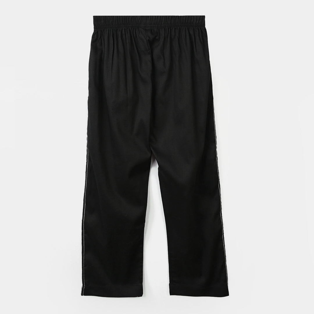 Girls Cotton Pant Stitches - Black