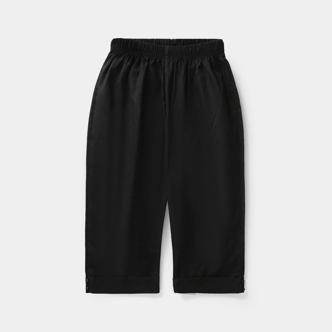 Infant Girls Cotton Pant Cuff - Black
