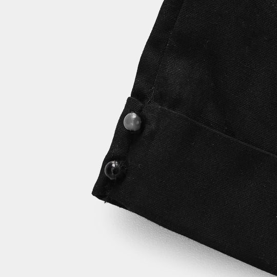 Infant Girls Cotton Pant Cuff - Black