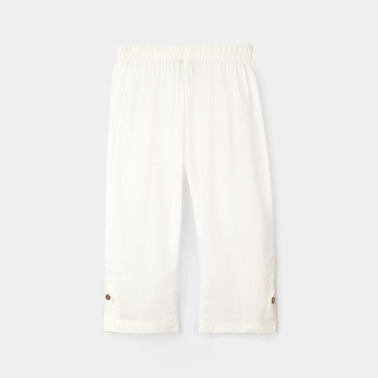 Infant Girls Cotton Pants - White