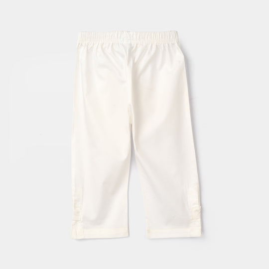 Infant Girls Cotton Pants - White