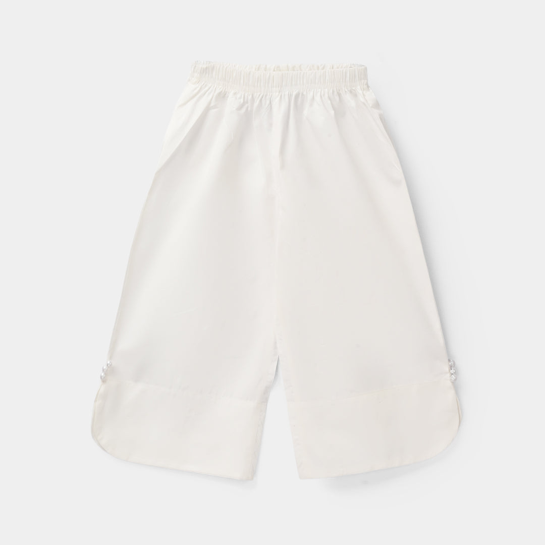 Infant Girls Cotton Culottes Round (White)