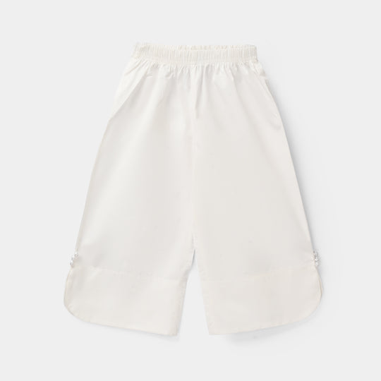 Infant Girls Cotton Culottes Round (White)