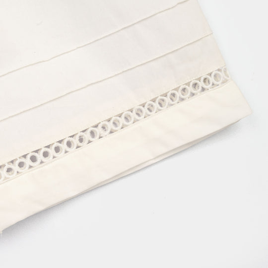 Infant Girls Cotton Culotte Pintex (White)