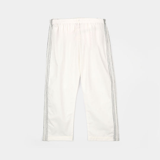 Infant Girls Cotton Pant Stitches - White