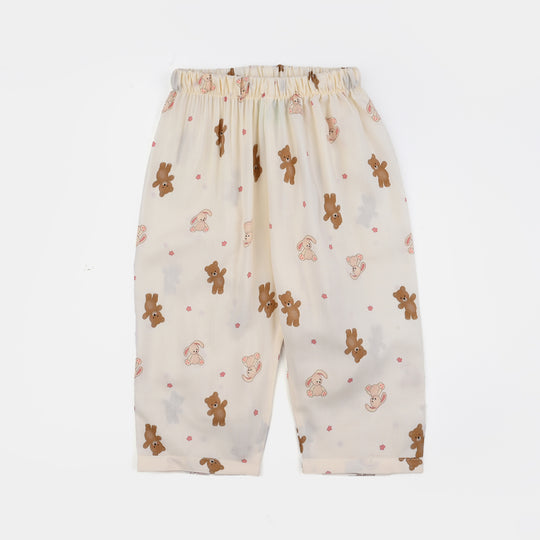 Infant Boys Viscose Night Suit-Teddy-Off.White