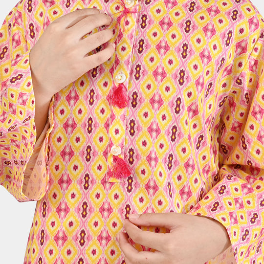 Girls Cotton Printed 2Pcs Ikhat-Multi