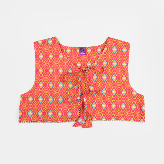 Teens Girls Cotton Printed 3Pcs Pink Koti-Multi