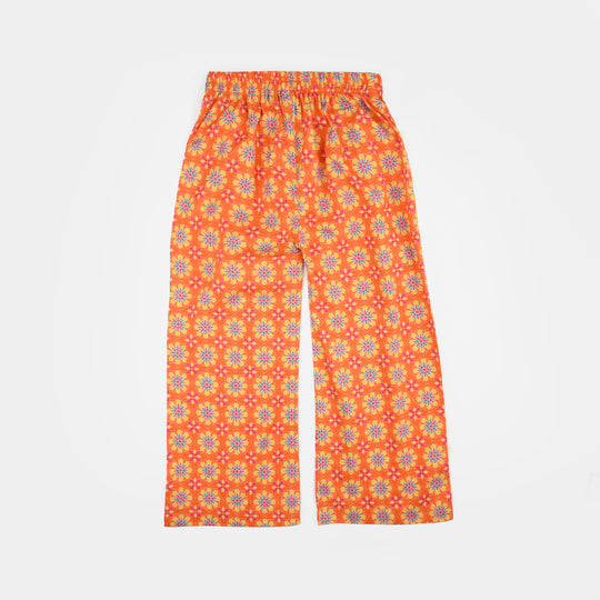 Girls Cotton Printed 2Pcs Orchid-ORANGE