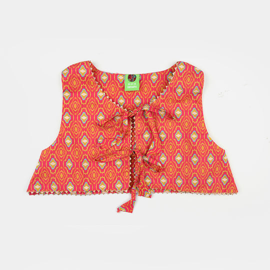 Infant Girls Cotton Printed 3Pcs Pink Koti-Multi