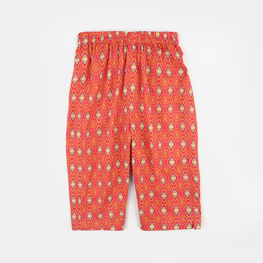 Infant Girls Cotton Printed 3Pcs Pink Koti-Multi