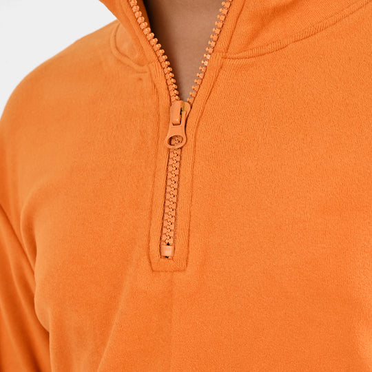 Boys Cotton Interlock  Sweatshirt Outdoor Tour-ORANGE