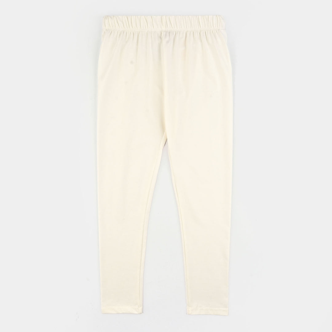 Girls Jersey/Terry Tights-White
