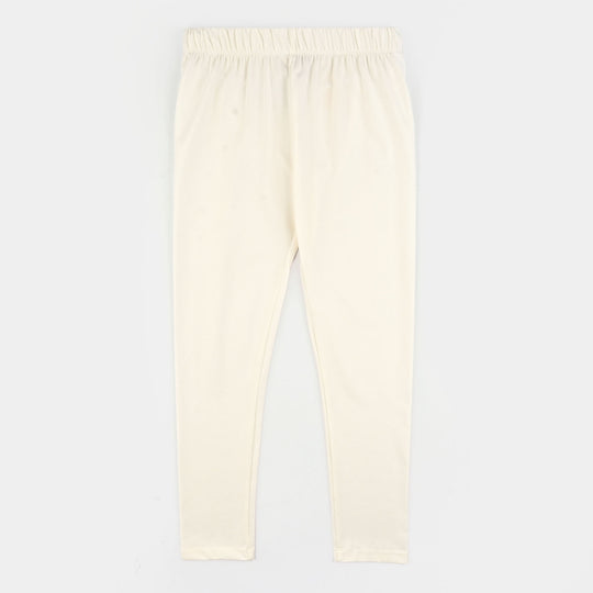 Girls Jersey/Terry Tights-White