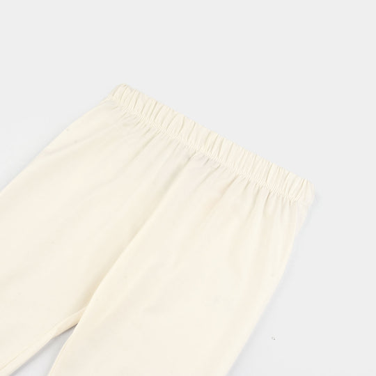Girls Jersey/Terry Tights-White