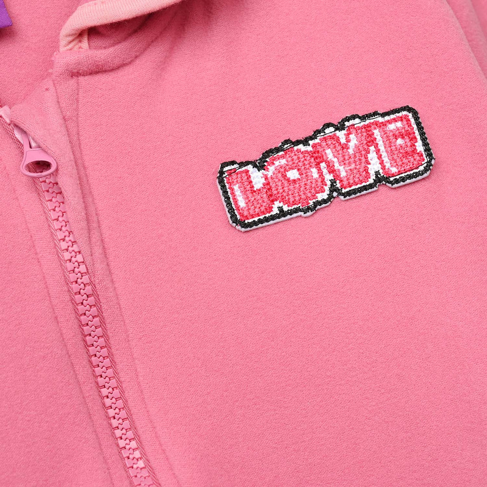 Girls Velour Jacket Love-Pink
