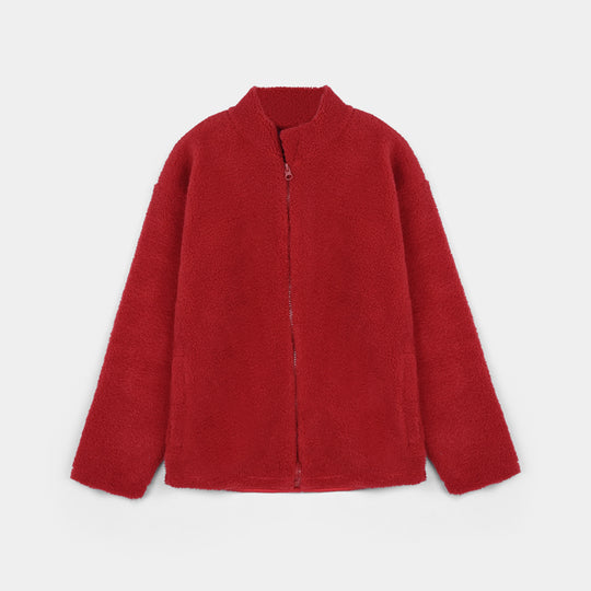 Girls Sherpa Jacket-Red