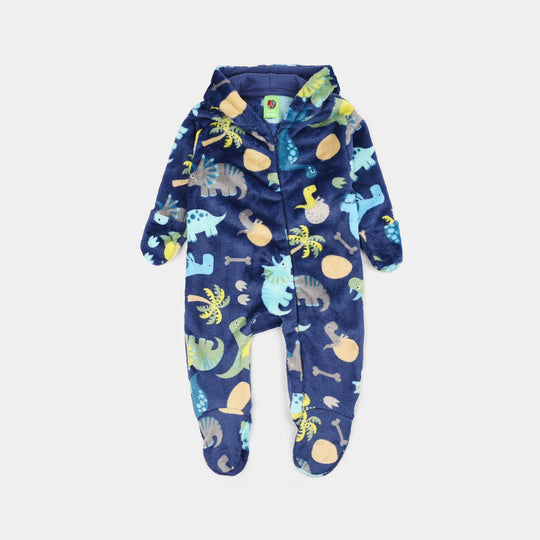 Infant Boys Sherpa Romper The Dino World-BLUE