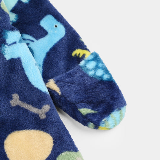 Infant Boys Sherpa Romper The Dino World-BLUE