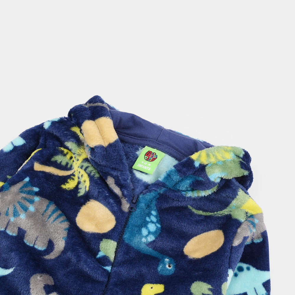 Infant Boys Sherpa Romper The Dino World-BLUE