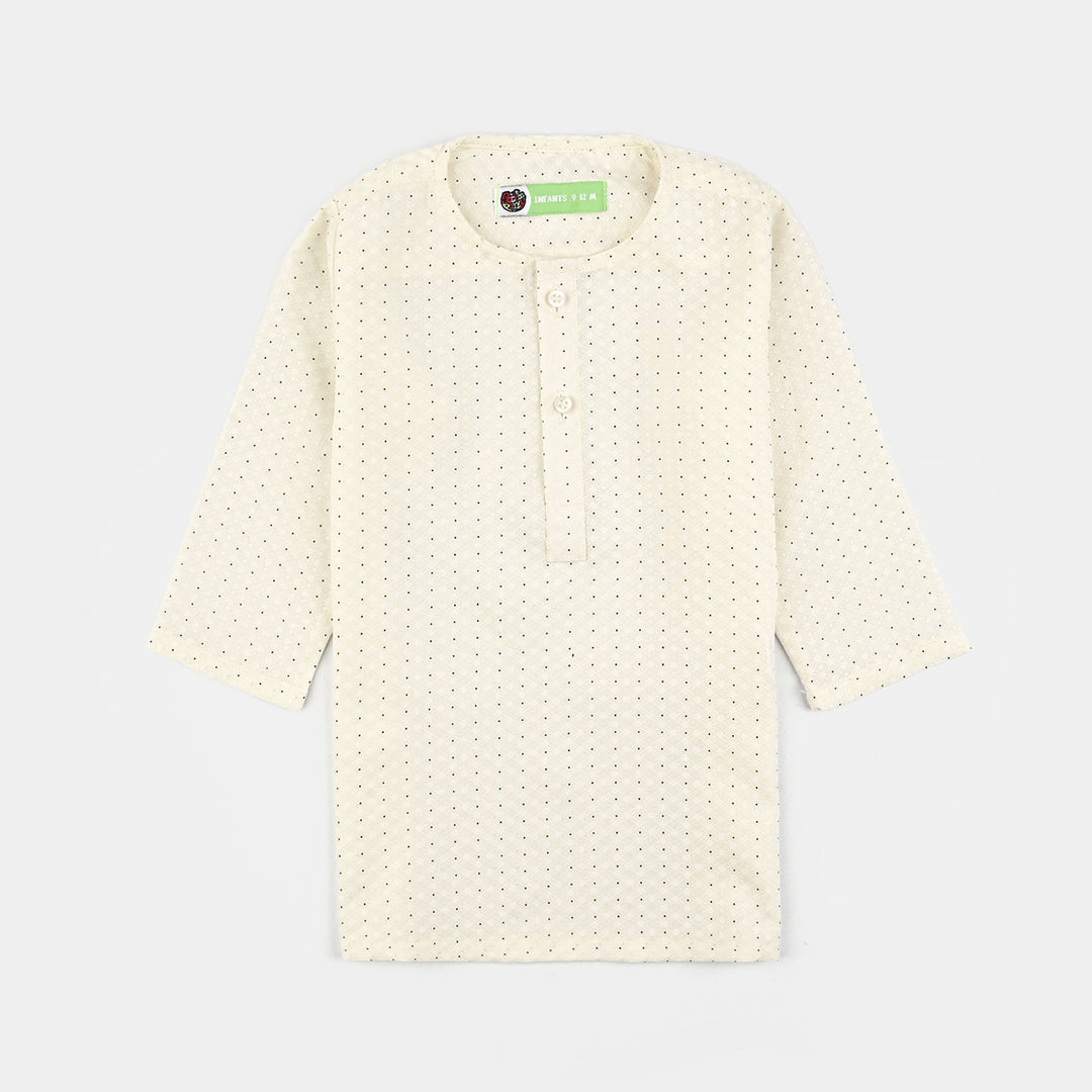 Infant Boys Poly  Viscose Kurta Pajama - Cream