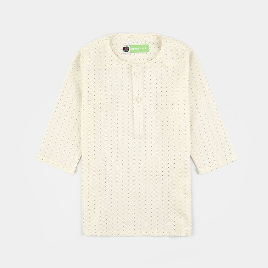 Infant Boys Poly  Viscose Kurta Pajama - Cream