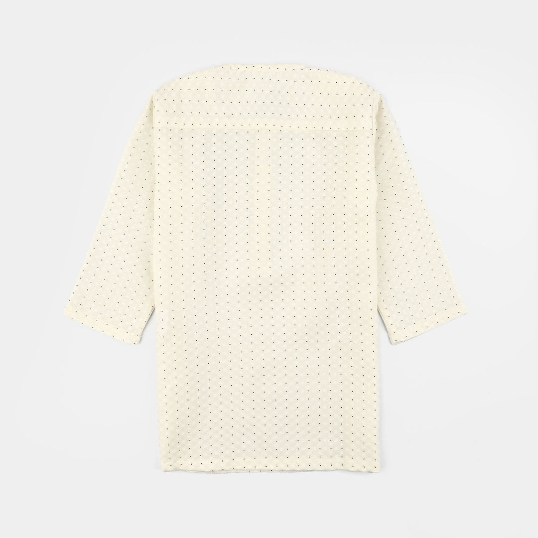 Infant Boys Poly  Viscose Kurta Pajama - Cream