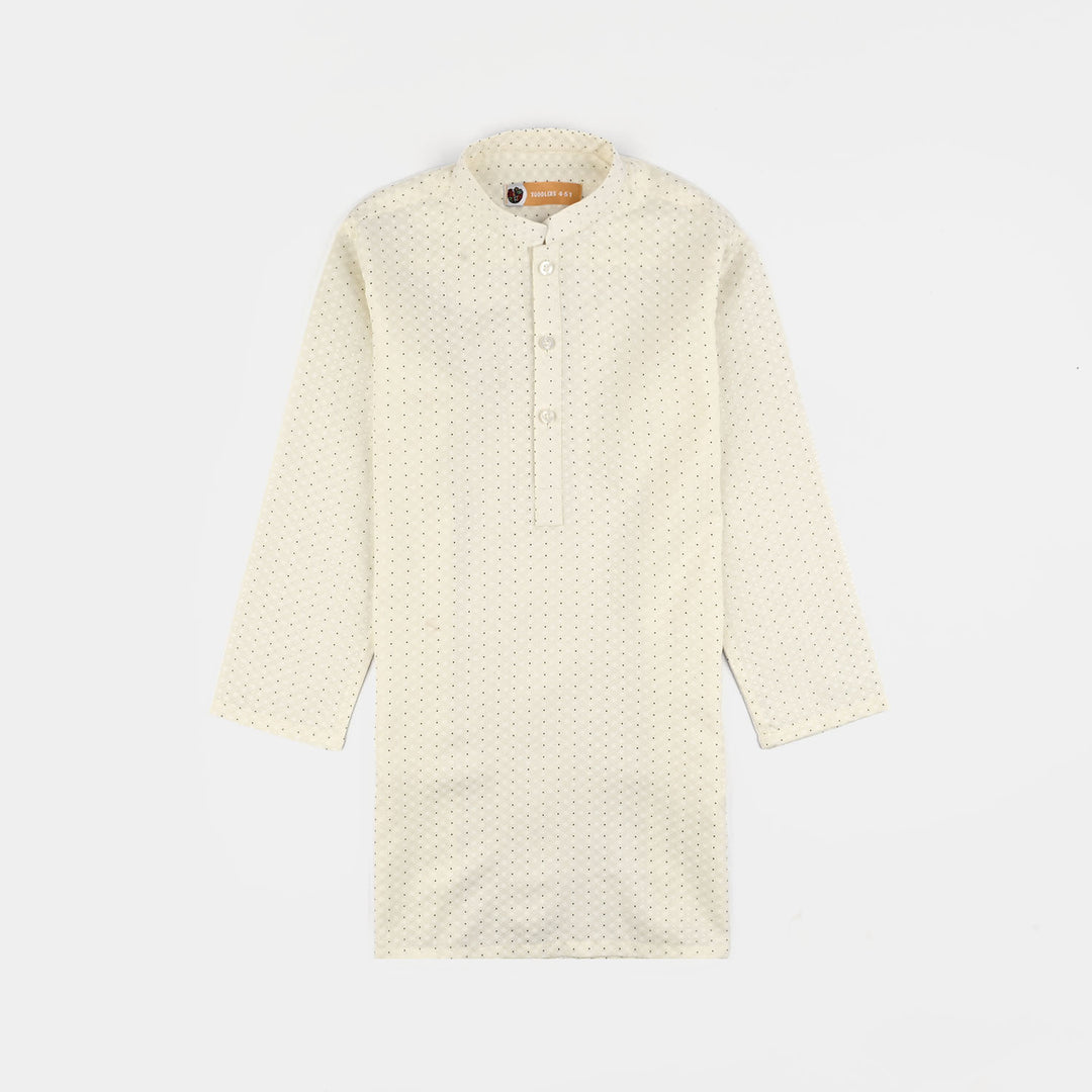 Boys Poly Viscose Kurta Pajama (Elegant)-Cream
