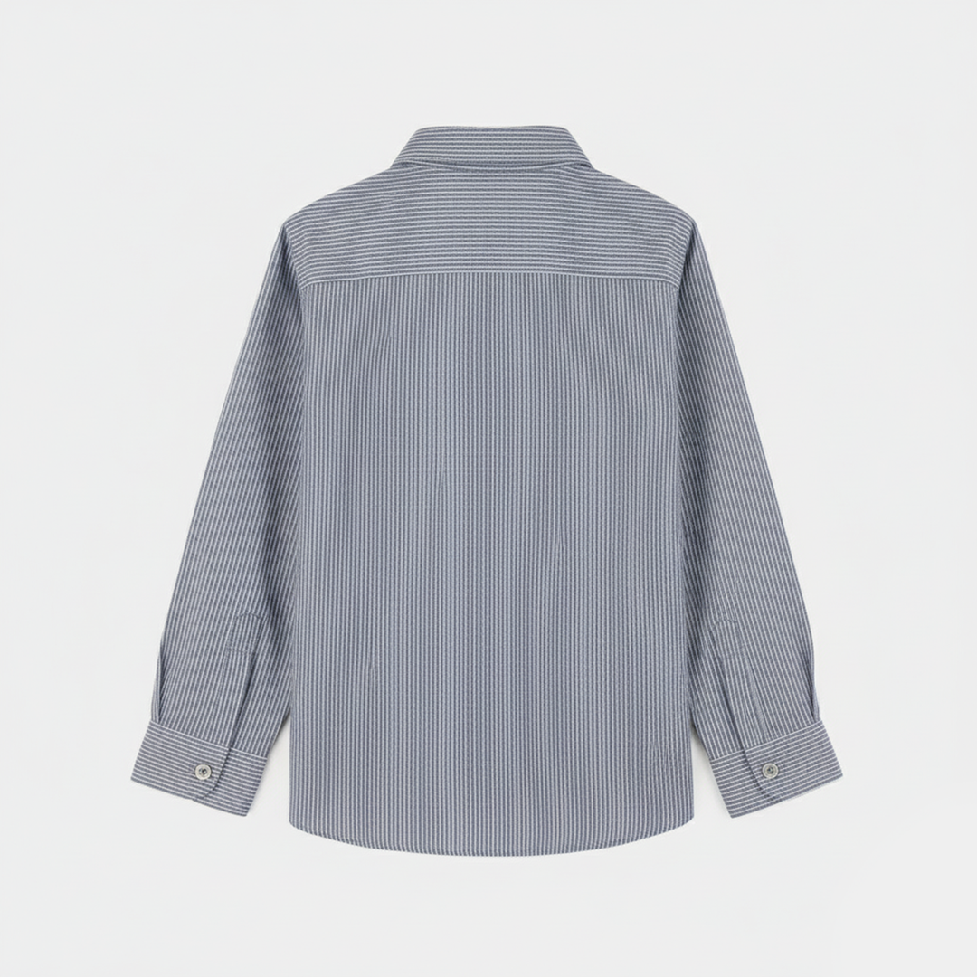 Boys Yarn Dyed Formal Shirt-Grey Stripe