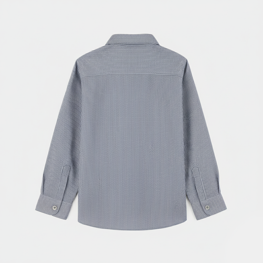 Boys Yarn Dyed Formal Shirt-Grey Stripe