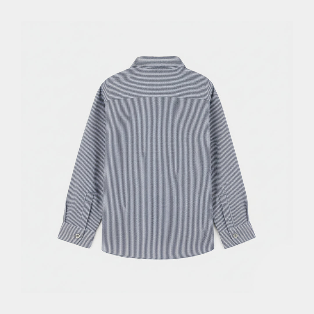 Infant Boys Yarn Dyed Formal Shirt-Grey Stripe
