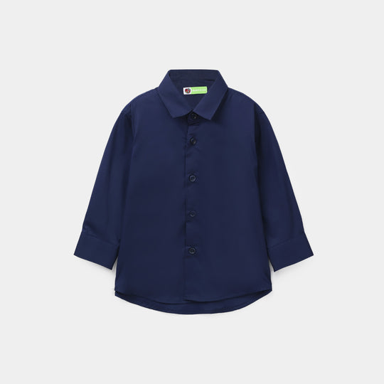 Infant Boys Yarn Dyed Formal Shirt - Navy