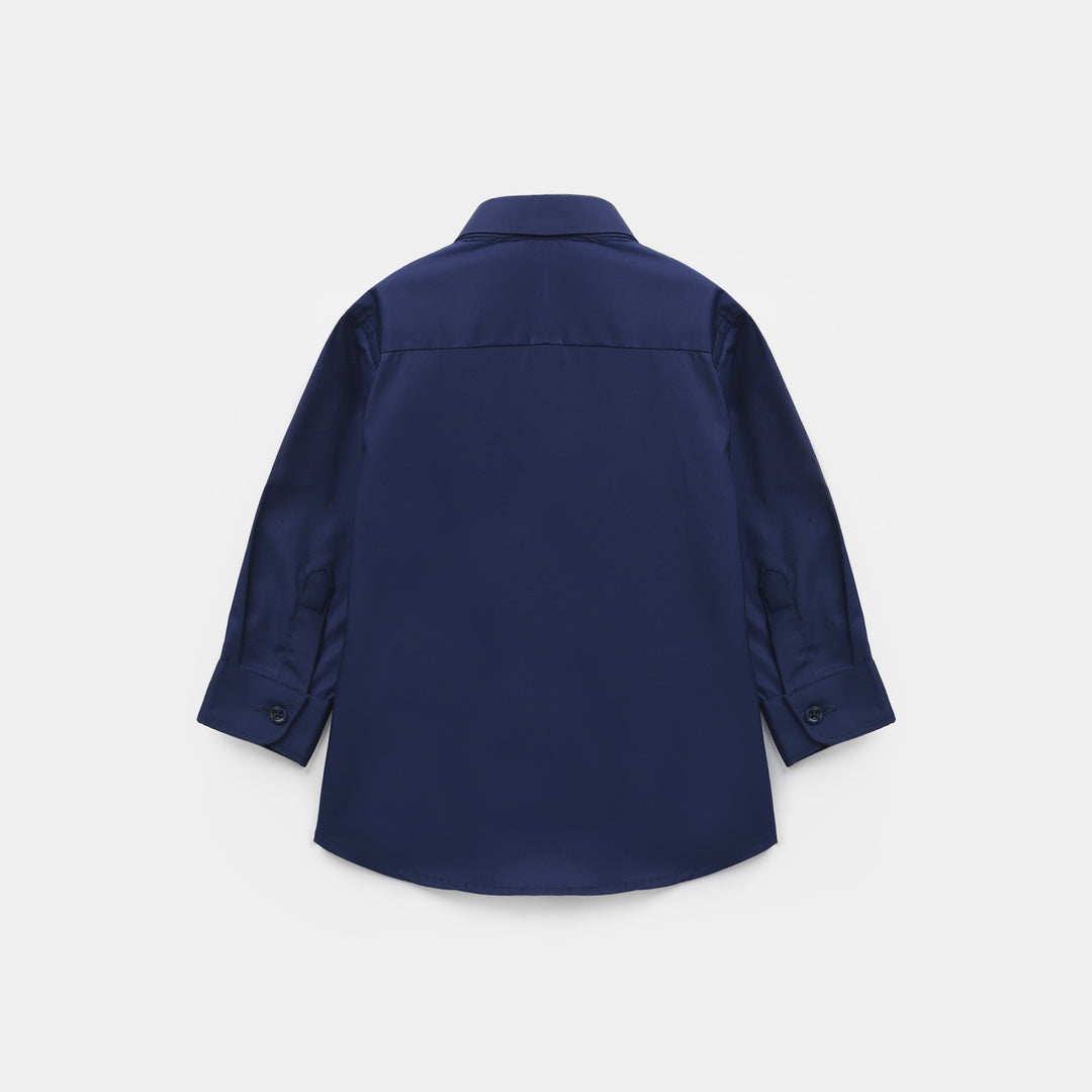 Infant Boys Yarn Dyed Formal Shirt - Navy