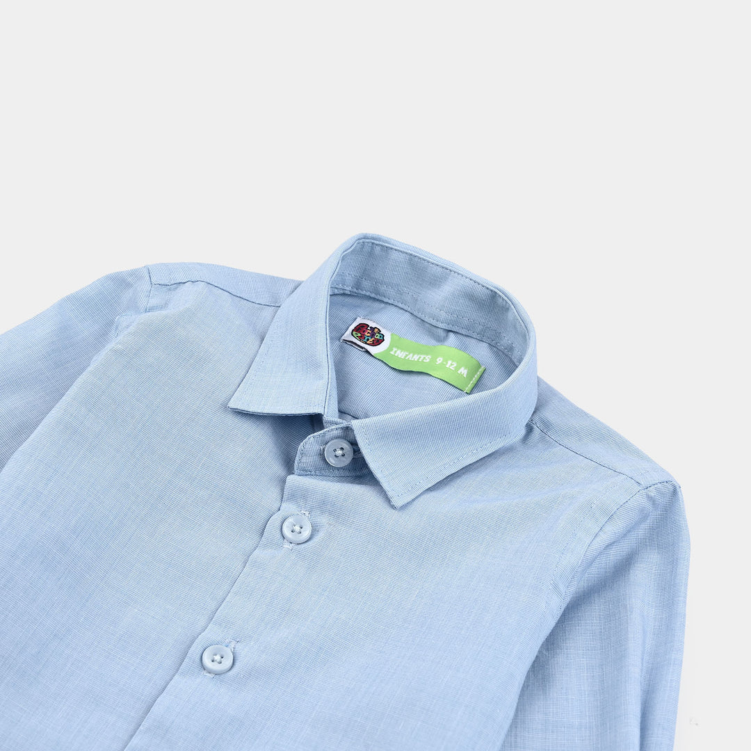 Infant Boys Chambray Formal Shirt-BLUE