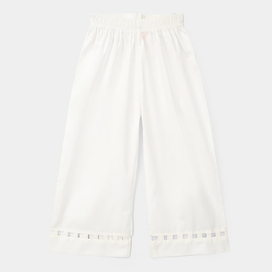 Girls Cotton Culottes Pant Box - White