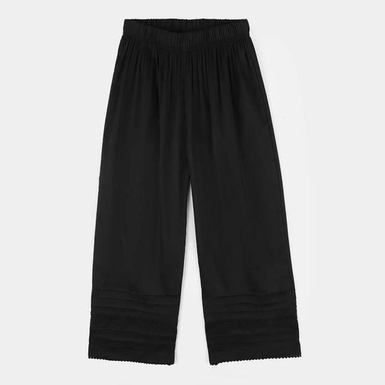 Girls Cotton Cullote Laces (Black)-BLACK