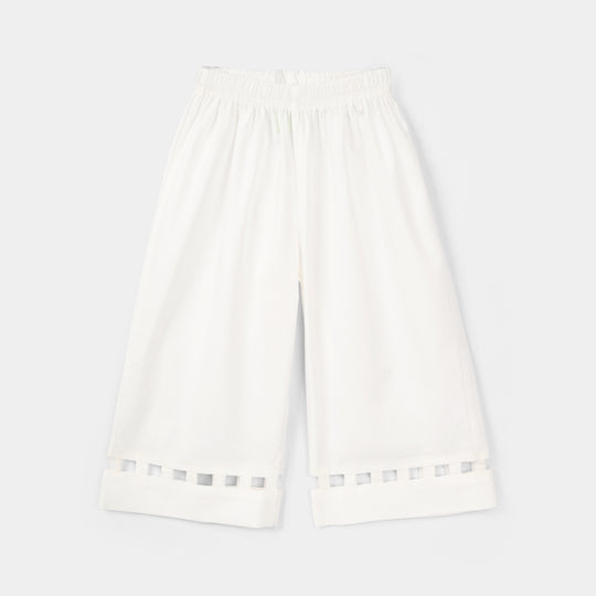 Infant Girls Cotton Culotte Pant Box (White)