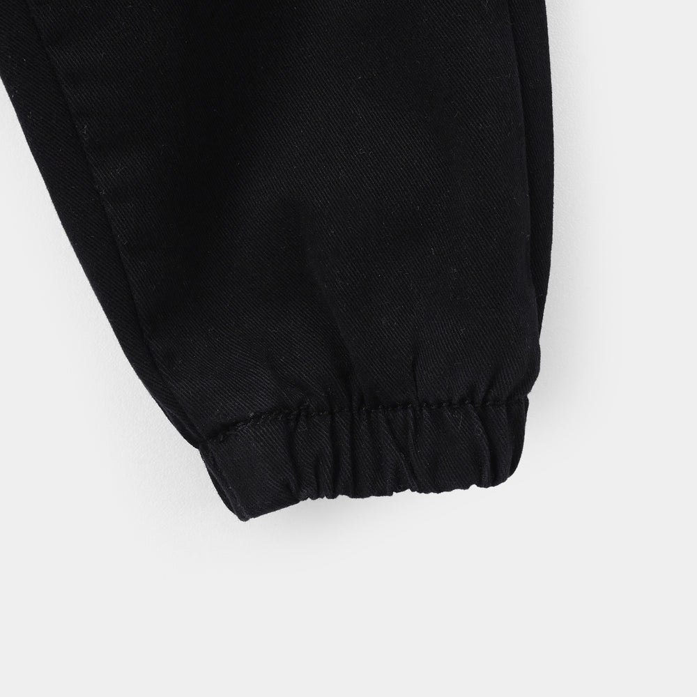 Infant Boys Cotton Twill Pants Basic Jogger - Black