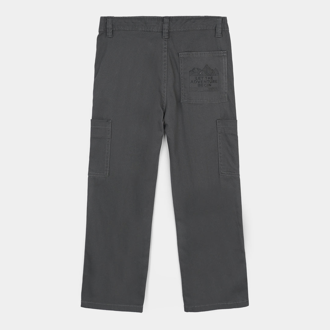 Boys Cotton Twill Pant Adventure Begins-Dark Grey