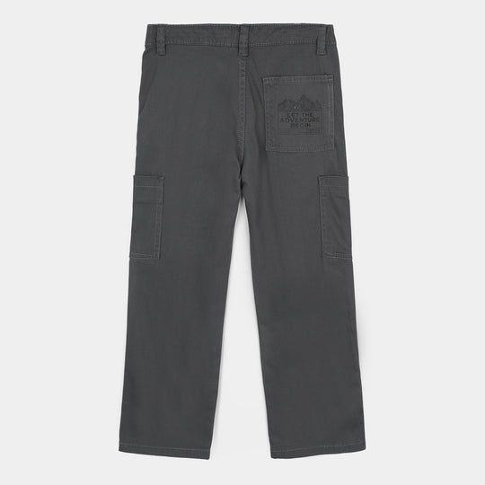 Boys Cotton Twill Pant Adventure Begins-Dark Grey