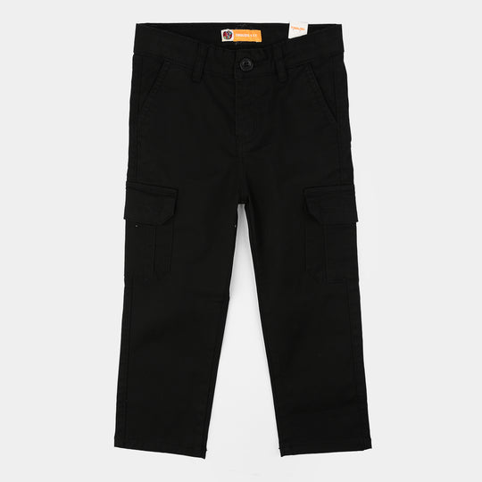 Boys Cotton Twill Pant Gauge-BLACK