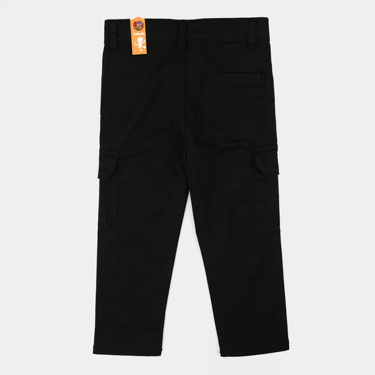 Boys Cotton Twill Pant Gauge-BLACK