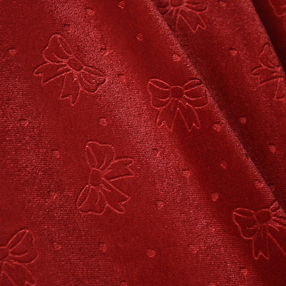 Girls Velour Sweatshirt Bow - Red