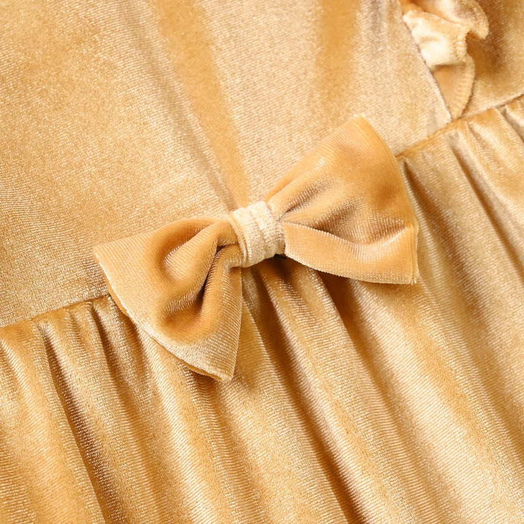 Infant Girls Velvet Romper - Yellow