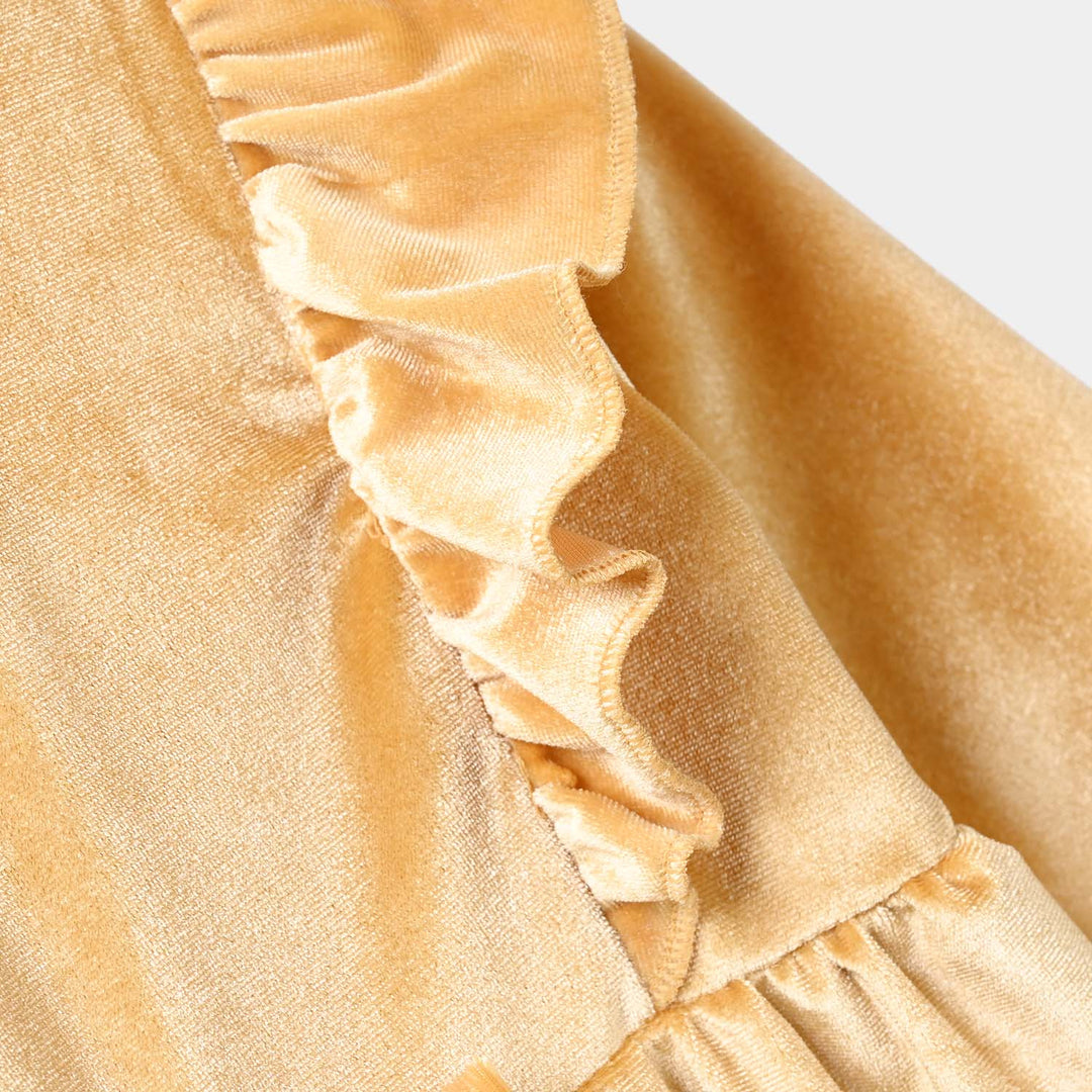 Infant Girls Velvet Romper - Yellow