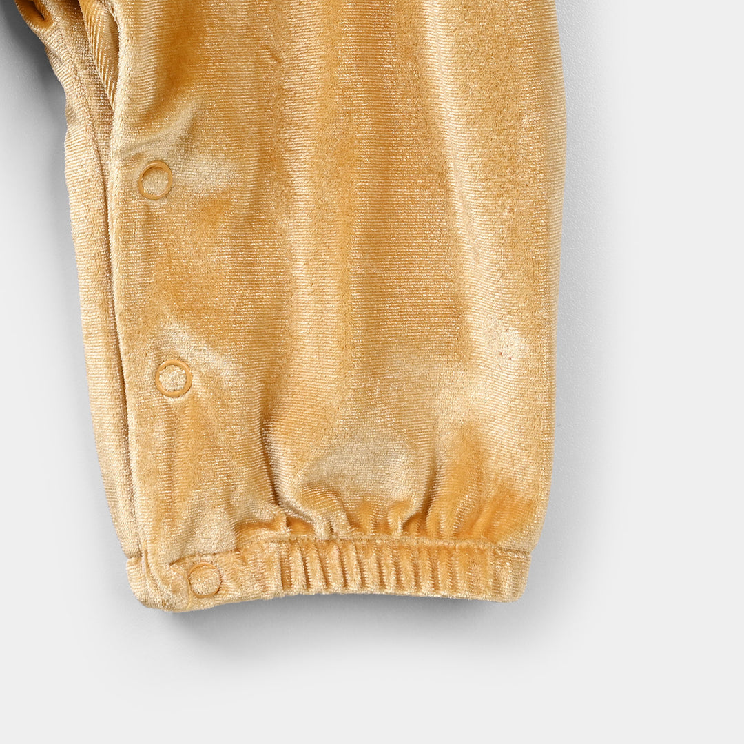 Infant Girls Velvet Romper - Yellow